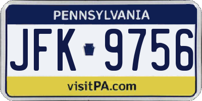 PA license plate JFK9756
