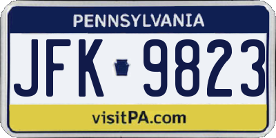 PA license plate JFK9823