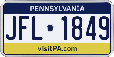 PA license plate JFL1849