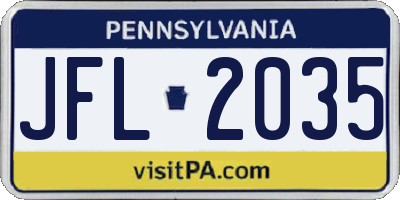 PA license plate JFL2035