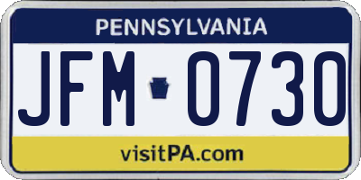 PA license plate JFM0730