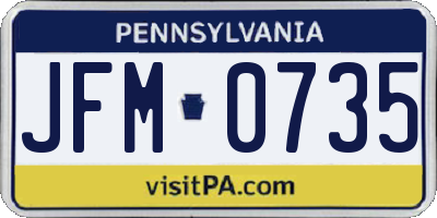 PA license plate JFM0735