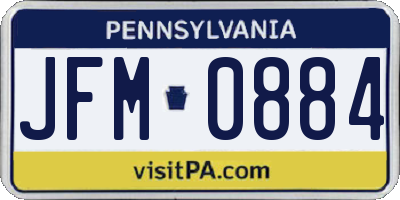 PA license plate JFM0884