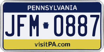 PA license plate JFM0887