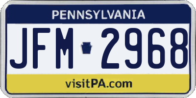 PA license plate JFM2968