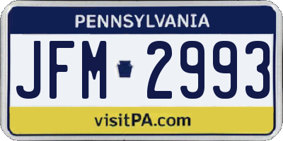 PA license plate JFM2993