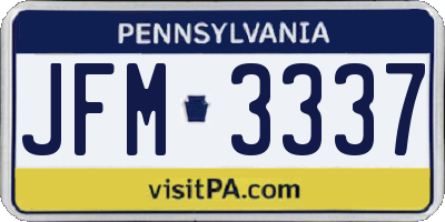 PA license plate JFM3337