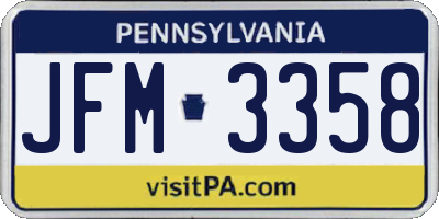 PA license plate JFM3358