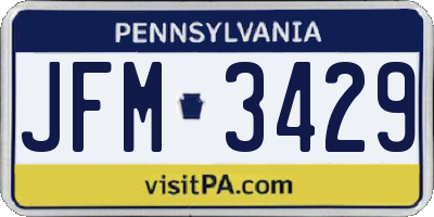 PA license plate JFM3429