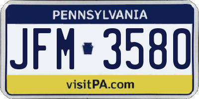 PA license plate JFM3580