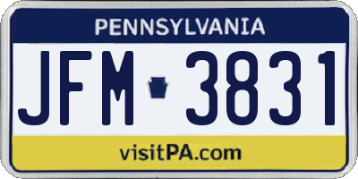 PA license plate JFM3831