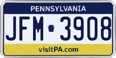 PA license plate JFM3908
