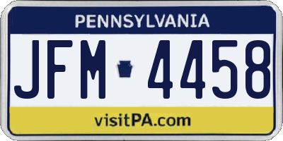 PA license plate JFM4458