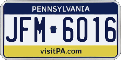 PA license plate JFM6016