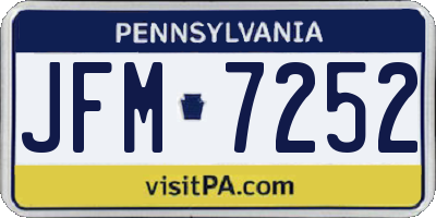 PA license plate JFM7252