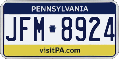 PA license plate JFM8924