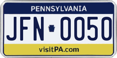 PA license plate JFN0050