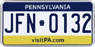 PA license plate JFN0132