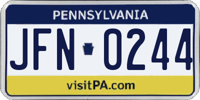 PA license plate JFN0244