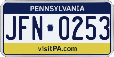 PA license plate JFN0253