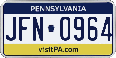 PA license plate JFN0964