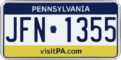 PA license plate JFN1355