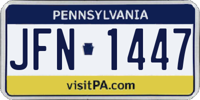 PA license plate JFN1447