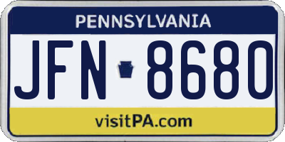 PA license plate JFN8680