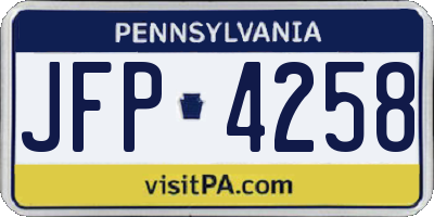 PA license plate JFP4258