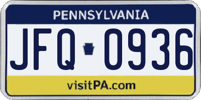 PA license plate JFQ0936