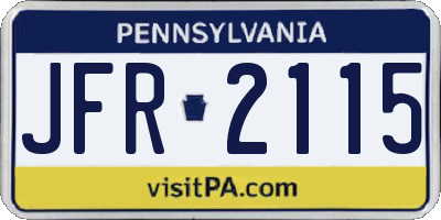 PA license plate JFR2115