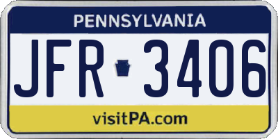 PA license plate JFR3406