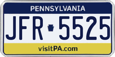 PA license plate JFR5525