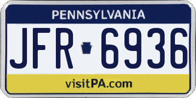PA license plate JFR6936