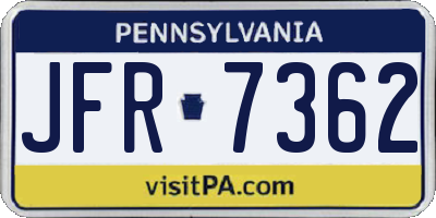 PA license plate JFR7362