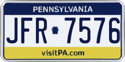 PA license plate JFR7576