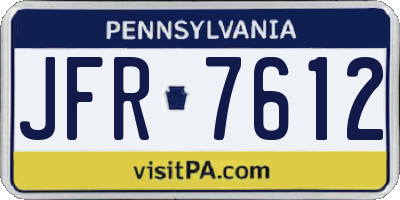 PA license plate JFR7612