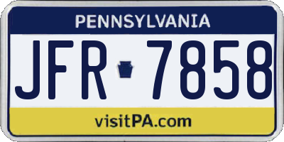 PA license plate JFR7858