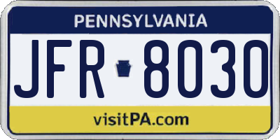 PA license plate JFR8030