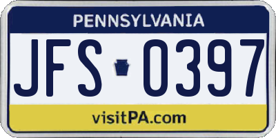 PA license plate JFS0397