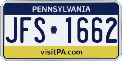 PA license plate JFS1662