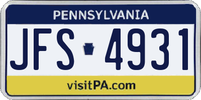PA license plate JFS4931
