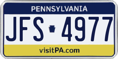 PA license plate JFS4977