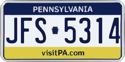 PA license plate JFS5314