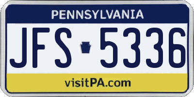 PA license plate JFS5336
