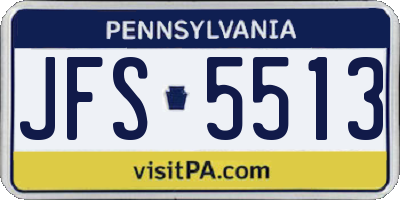 PA license plate JFS5513