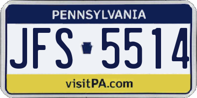 PA license plate JFS5514