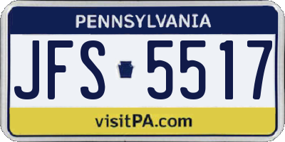 PA license plate JFS5517