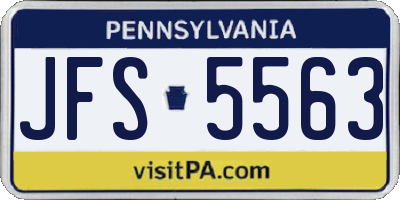 PA license plate JFS5563