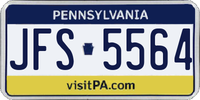 PA license plate JFS5564